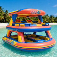 Île flottante gonflable, bar aquatique, château aquatique, plateforme avec hamac aquatique et canapé pour les vacances à la plage, les stations balnéaires et les lacs.