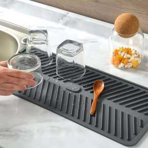 Silicone Drain Mat L Size Oval BPA Free Kitchen <b>Drying</b> <b>Rack</b> Tableware Mat - Product Image 3