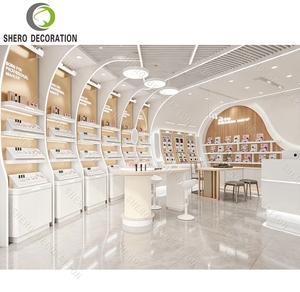<b>White</b> Arched Makeup Display Shelf Gold <b>Frame</b> Cosmetic Store Interior Design Professional Makeup Shop Fitting Showcase - Product Image 3