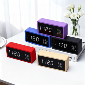 Reloj de Escritorio Digital Moderno de Bambú, Rectangular, Silencioso, con Alarma, Control por Voz, Multifuncional, Accesorio para Oficina y Hogar - Product Image 1