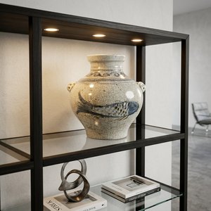 <span class=keywords><strong>Vaso</strong></span> in Porcellana Screpolata Stile Transizionale con Manici a <span class=keywords><strong>Testa</strong></span> di Leone e Motivo Tradizionale Pesce Blu per Decorazione Console Ingresso - Product Image 6
