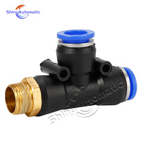 Connecteur rapide pneumatique blanc/bleu PD T latéral en laiton filetage externe 1/8 "1/4" 3/8 "1/2" M5 PU tuyau tuyau 4 6 8 10 12mm