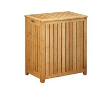 Cesto de Roupa Versátil de Bambu com Tampa e Forro Removível, Grande Estação de Armazenamento de Roupas para Banheiro e Spa