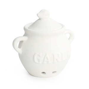 Pot à ail en céramique <span class=keywords><strong>blanche</strong></span>, conteneur en <span class=keywords><strong>terre</strong></span> <span class=keywords><strong>cuite</strong></span>, conservation de l'ail, pot de stockage en argile avec couvercle pour la cuisine, vente en gros - Product Image 3