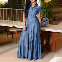 Nouvelle Robe Longue Trapèze Décontractée Grande Taille en Jean Séchage Rapide Nylon/Coton avec Poches et Ourlet Évasé Style Europe-Amérique 2023