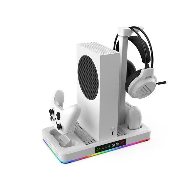 TYX-3615 Cooling Fan Charging Station RGB Light Game Accessories for Xbox Series X Console Headphone Hook Cooler Charger Stand