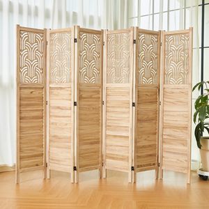 Separador <span class=keywords><strong>de</strong></span> Ambientes Plegable Art Deco Svimi <span class=keywords><strong>de</strong></span> 66.9 Pulgadas, 6 Paneles, Biombos <span class=keywords><strong>de</strong></span> <span class=keywords><strong>Madera</strong></span> Tallada con Rejillas, Separador Portátil Independiente - Product Image 3