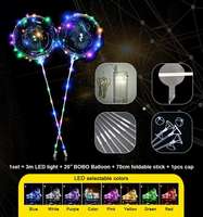Joyeux anniversaire BoBo, ballon à bulles LED transparent en TPU de 20 pouces avec certification ASTM, 50 pièces/sac, vente en gros