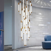 Lustre LED personnalisé PM pour hall d'hôtel, loft, villa, escalier en spirale, lampe suspendue en forme de tuyau, style nordique moderne minimaliste