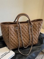 Bolso de Mano Clásico y Elegante de Cuero PU con Cadenas, Bolso de Gran Capacidad, Bolso de Hombro Clásico de Moda para Mujer