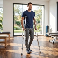 Béquilles à quatre pieds en alliage d'aluminium robustes pour la récupération, fabriquées en usine OEM, pour adultes (compatible fauteuils roulants et béquilles)