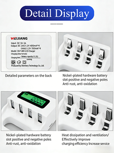 WEIJIANG WJ-0027 <span class=keywords><strong>Chargeur</strong></span> de batterie au lithium portable à 4 emplacements LCD, alimentation <span class=keywords><strong>DC5V</strong></span> 2A 1.2V 400MA/350MA pour piles AA AAA - Product Image 4