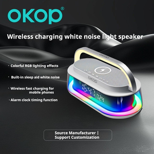 OKOP575 Reloj <span class=keywords><strong>Despertador</strong></span> con Carga Inalámbrica de 15W, Luz Ambiental RGB, Ruido Blanco, Altavoz para Hogar/Oficina, OEM - Product Image 3