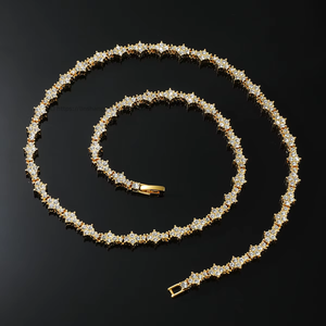 Necklace <b>Flower</b> Tennis <b>Bracelet</b> Necklace Trendy Brand Jewelry Single Row Chain Full Necklace Tanjing Fashion Lijing Necklace - Product Image 3