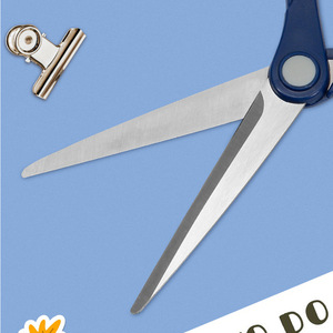 Stainless Steel Office Scissors Blue Gray Straight Head Paper Cutting Home Use Multi Purpose Hand Cutting Supplies - Product Image 2