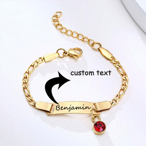 DuoYing kişiselleştirilmiş özel ad Birthstone paslanmaz çelik yazılı bilezik çocuklar için/bebekler yürümeye başlayan ve aile - Product Image 1