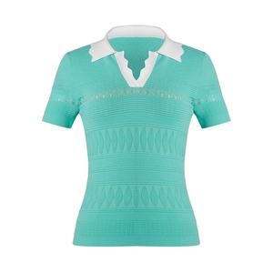 Camiseta con cuello Polo de alta calidad, prendas de punto de verano 2025, blusa para mujer, Tops de punto para mujer - Product Image 1