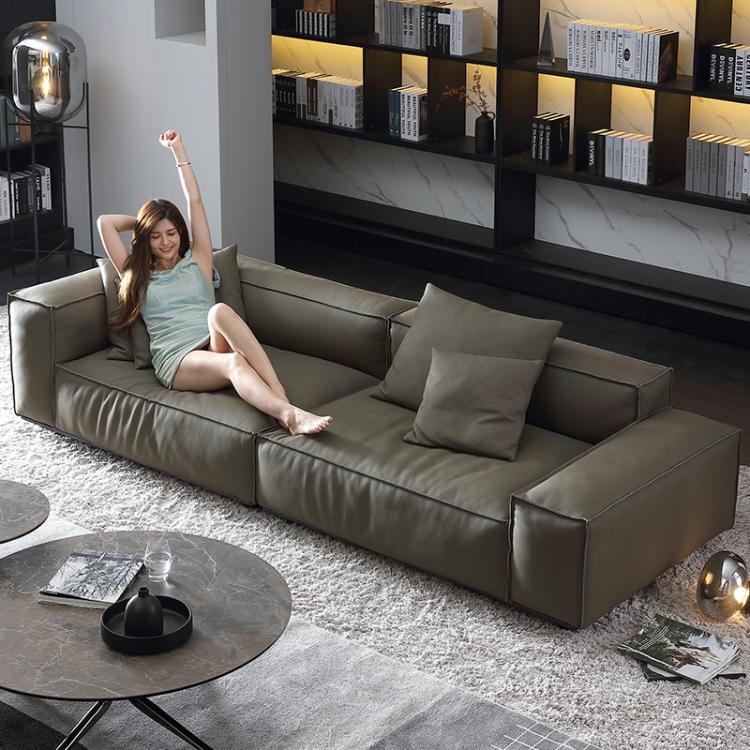 Herstellung gut gemachte Sofa Couch echtes Leder und Sofas Luxus Wohnzimmer italienisches Sofa modernes Wohnzimmer