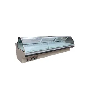 supermarket display chiller manufacturer/ fresh meat display chiller with corner /meat chiller and freezer