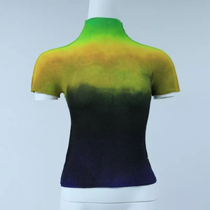 Pengiriman Cepat Atasan Gaya Kasual Bermotif Lipit Miyake Kaos Bermotif Lipit Wanita Blus Bermotif Lipit Kemeja Elastis Bermotif Lipit - Product Image 4