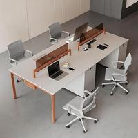 Meubles de bureau modernes, bureau ouvert pour 4 personnes avec panneaux d'intimité et meubles de rangement