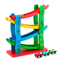 Conjunto de tren de pista de madera para niños, juguetes de pista de madera, juego de coches de juguete con ranura, muebles para bebés, 2021