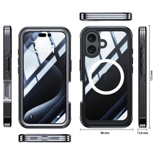 เคสโทรศัพท์มือถือแบบใส PC 9H กระจกนิรภัย ป้องกัน 360 องศา รองรับการชาร์จแบบแม่เหล็ก สำหรับ iPhone 16 Plus 15 Pro Max - Product Image 4