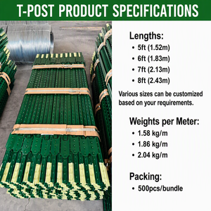 Poste de Acero Reforzado de Alta Resistencia de 2.04 kg/m, 7 pies, 8 pies, 10 pies, <span class=keywords><strong>para</strong></span> Cercas de Ganado, Poste de Acero en Forma de T - Product Image 3