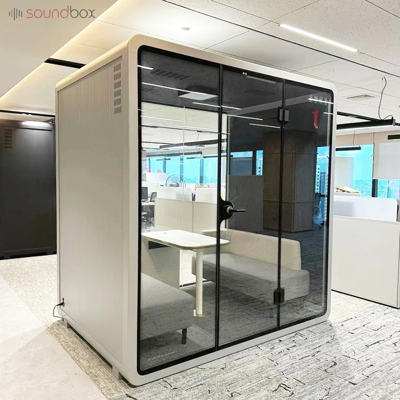 Sound box meeting pod for 4 person silence booth cabinet meeting space booth