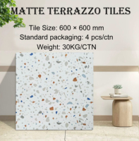 Carreaux de sol en céramique terrazzo antique mat antidérapants 600x600 pour chambre et salon, style nordique moderne