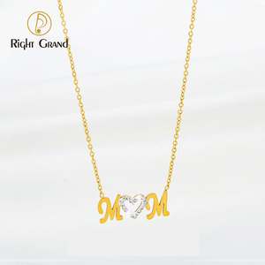 Gioielli di moda festa della <span class=keywords><strong>mamma</strong></span> regalo in acciaio inossidabile placcato oro lettera iniziale amore zircone <span class=keywords><strong>mamma</strong></span> nome collana - Product Image 2