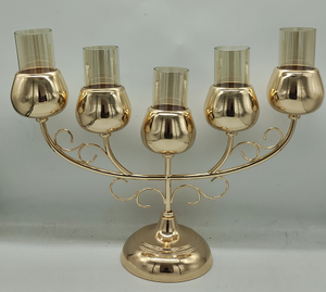 Centres de table et décorations de mariage bougeoir en or candélabre bougeoirs en métal en vrac - Product Image 3