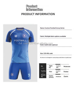 Maglia da Calcio di Alta Qualità Azzurra e Bianca Traspirante Comoda per Allenamento e Partite in Poliestere Design Personalizzato - Product Image 3