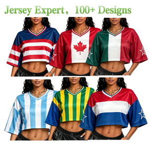 <span class=keywords><strong>Camiseta</strong></span> Deportiva Personalizada de Fútbol Americano para <span class=keywords><strong>Mujer</strong></span>, con Hombros Caídos, Corte Holgado, Colores de la Bandera de la Copa Mundial, Sexy y a la Moda, MOQ Bajo - Product Image 1