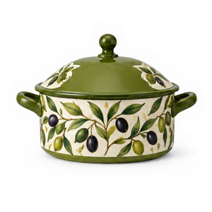 Nouvelle Casserole Arabe Style Feuille d'Olivier Vert Motif Branche de Fleur, Chauffe-Plat et Présentoir pour la Table de Ramadan et Cadeaux de l'Aïd - Product Image 1