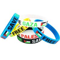Bracelets promotionnels en silicone imprimés numériquement, respectueux de l'environnement, avec le slogan « Free Palestine Save Gaza »