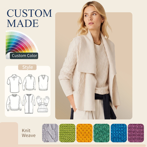 Direct Selling Premium Merino Wool Diamond Cable Knit <strong>Waterfall</strong> Collar Belted <strong>Cardigan</strong> for Elegant Daily Outfits - Product Image 1