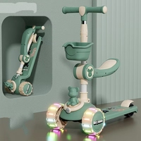 Nouvelle trottinette pliable 3-en-1 en plastique pour enfants (1-7 ans) – Jouet porteur réglable en hauteur pour tout-petits et enfants
