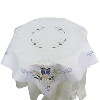 Nappe ronde brodée à la main, résistante à l'huile, en polyester/coton, pour mariage, fête, usage domestique