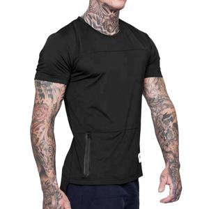 High Quality Activewear Workout Clothes Sports Wear Custom Fitness Apparel Bulk Men Gym Zipper <b>Pocket</b> Gym <b>t</b> <b>Shirts</b> - Product Image 2