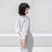 Ensemble de tenues pour femmes personnalisées en 2 pièces, tricot sans manches, col en V, veste ample, jupe midi moulante, robes en tricot