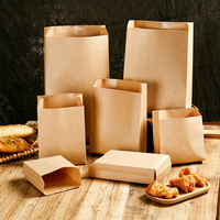 Sac alimentaire en papier kraft anti-graisse personnalisé, pochette jetable pour snacks, poulet frit, pain, barbecue, à emporter