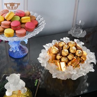 Bol à chocolat moderne de luxe de haute qualité en cristal de verre en forme de fleur violette W30CM, centre de table pour mariage et fête