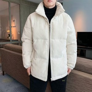 2024 <b>Men's</b> Casual Regular Sleeve <b>Corduroy</b> Puffer <b>Jacket</b> Fashion Waterproof Down <b>Jacket</b> With Zipper Closure for Winter - Product Image 1