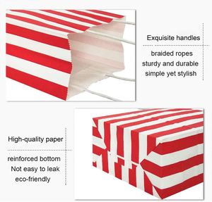 Bolsas de Regalo a Rayas Rojas y Blancas, Bolsas Portátiles con Asas Resistentes, Ligeras y Duraderas, Bolsas para Recuerdos de Fiesta Multiusos - Product Image 3