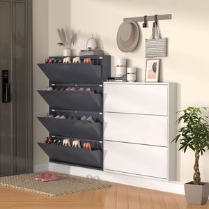 Steel <b>Shoe</b> Cabinet Wall Mounted Multi Layer Storage Rack <b>For</b> Entryway Home Use Solid Color Rectangle Design - Product Image 3