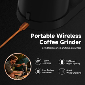 เครื่องบดกาแฟไฟฟ้าแบบชาร์จได้ รุ่น 2025 แบบกรวย 60 ระดับ ขนาดกะทัดรัด เงียบ สำหรับใช้ในบ้าน / นอกบ้าน - Product Image 4