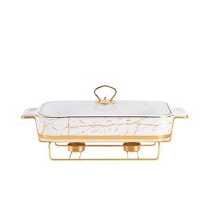 หม้อเซรามิคทรงสี่เหลี่ยมแบบนอร์ดิก พร้อมหูจับสองข้าง สำหรับอบอาหาร ภาชนะสำหรับโรงแรมหรูหรา ใช้กับเตาอุ่นเทียนได้ ใช้สำหรับทำซุปและอาหารแห้ง - Product Image 5