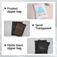 Sac d'Emballage en Plastique Personnalisé Noir Mat, Sac à Fermeture Éclair Givré Réutilisable pour Vêtements avec Logo de Marque en Gros
