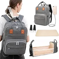 Универсальная сумка для смены пеленок Multifunction Waterproof Travel Backpack с сменным ковриком и ремешками для установки на коляску